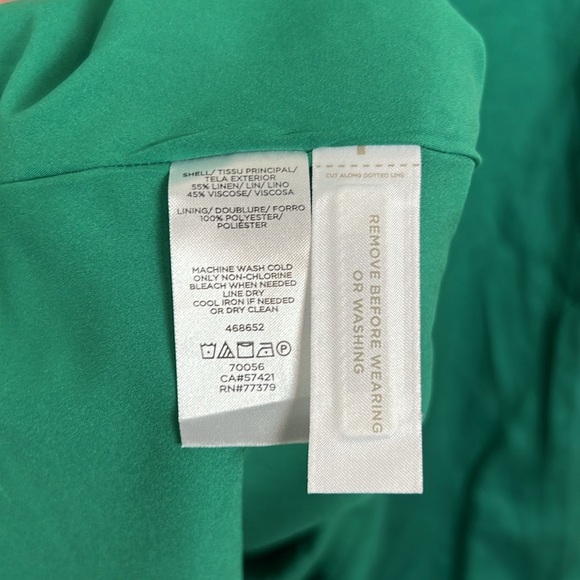 NWT Ann Taylor Linen Dress Emerald Green Fit Flare Midi 12 - Picture 8 of 8